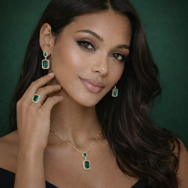 Emerald Elegance 4-Piece Jewelry Set