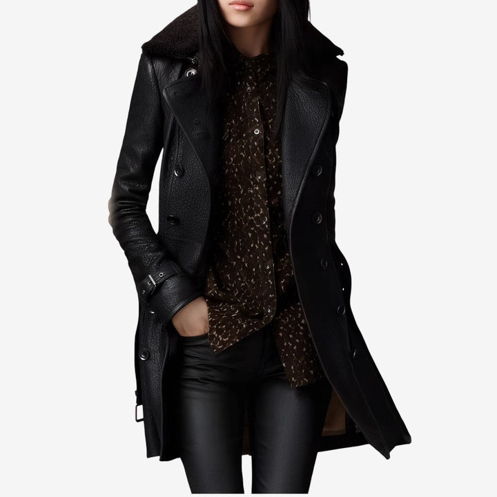 Tilde | Elegant 3/4 Leather Coat