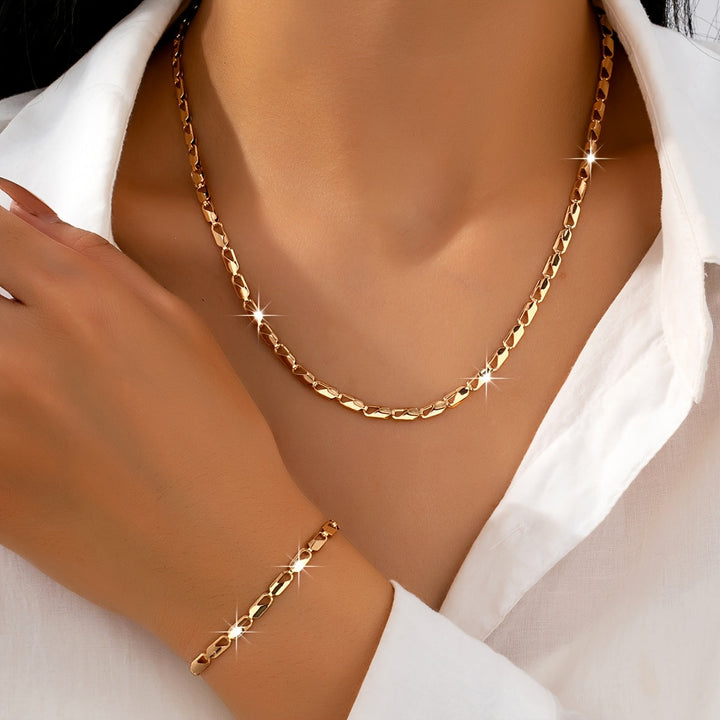 Gold Necklace and Bracelet Duo
