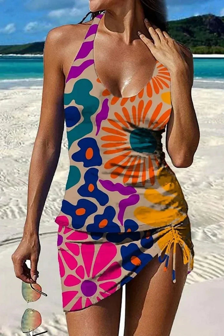 Fiesta – Floral Graphic Tankini with Shorts, Tummy Control Effect