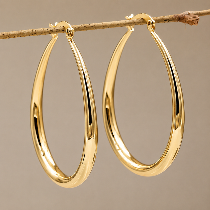 Luna Luxe Oval Hoop Earrings – Gold & Silver Collection