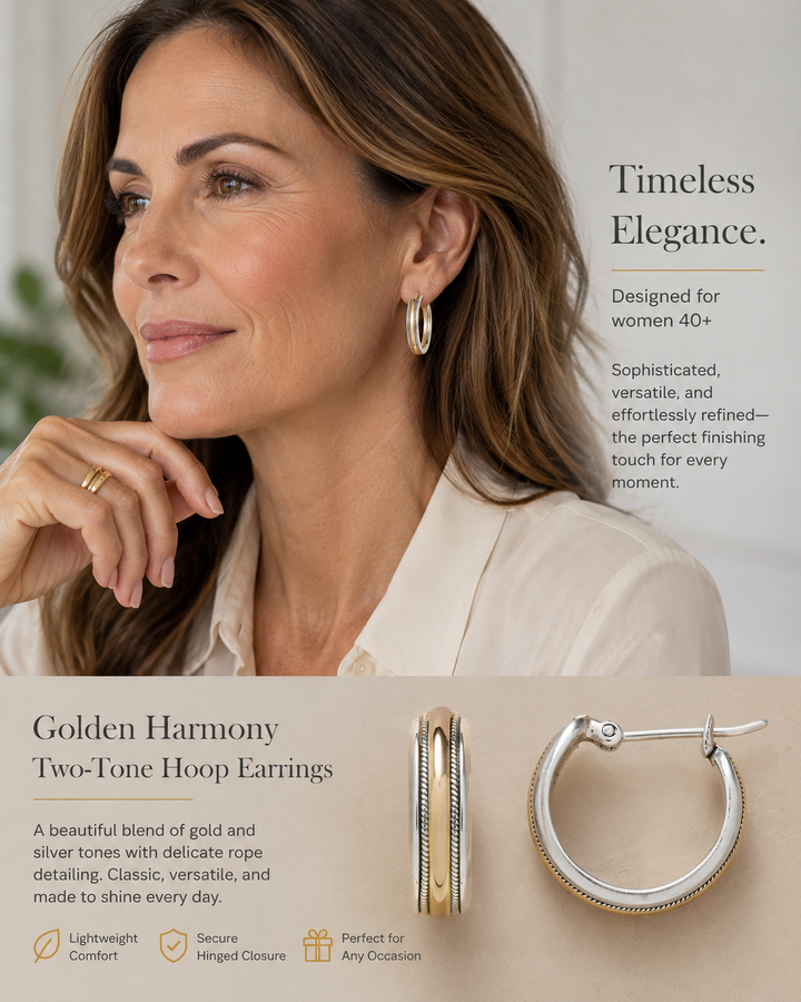 Golden Harmony Two-Tone Hoop Earrings