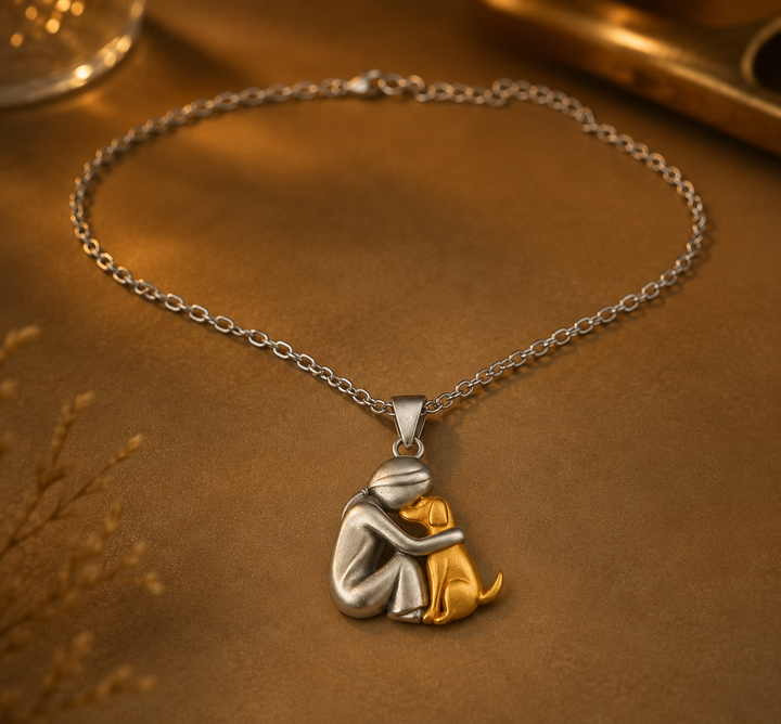 Dog Lover Hug Pendant Necklace | Free Gift