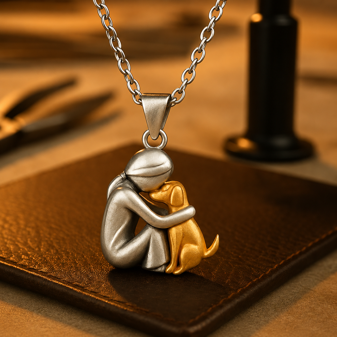 Dog Lover Hug Pendant Necklace | Free Gift