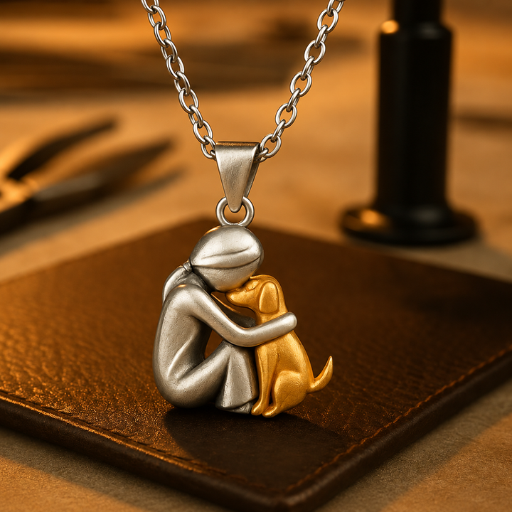Dog Lover Hug Pendant Necklace | Free Gift