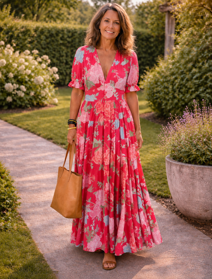 The Rosalie Floral V-Neck Floral Maxi Dress