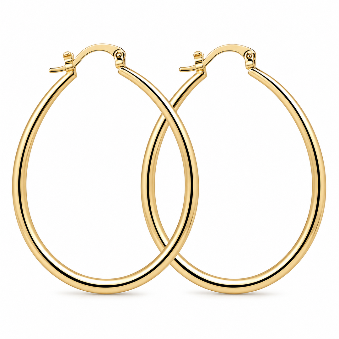 Luna Luxe Oval Hoop Earrings – Gold & Silver Collection