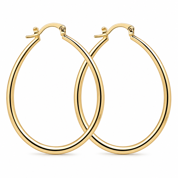 Luna Luxe Oval Hoop Earrings – Gold & Silver Collection