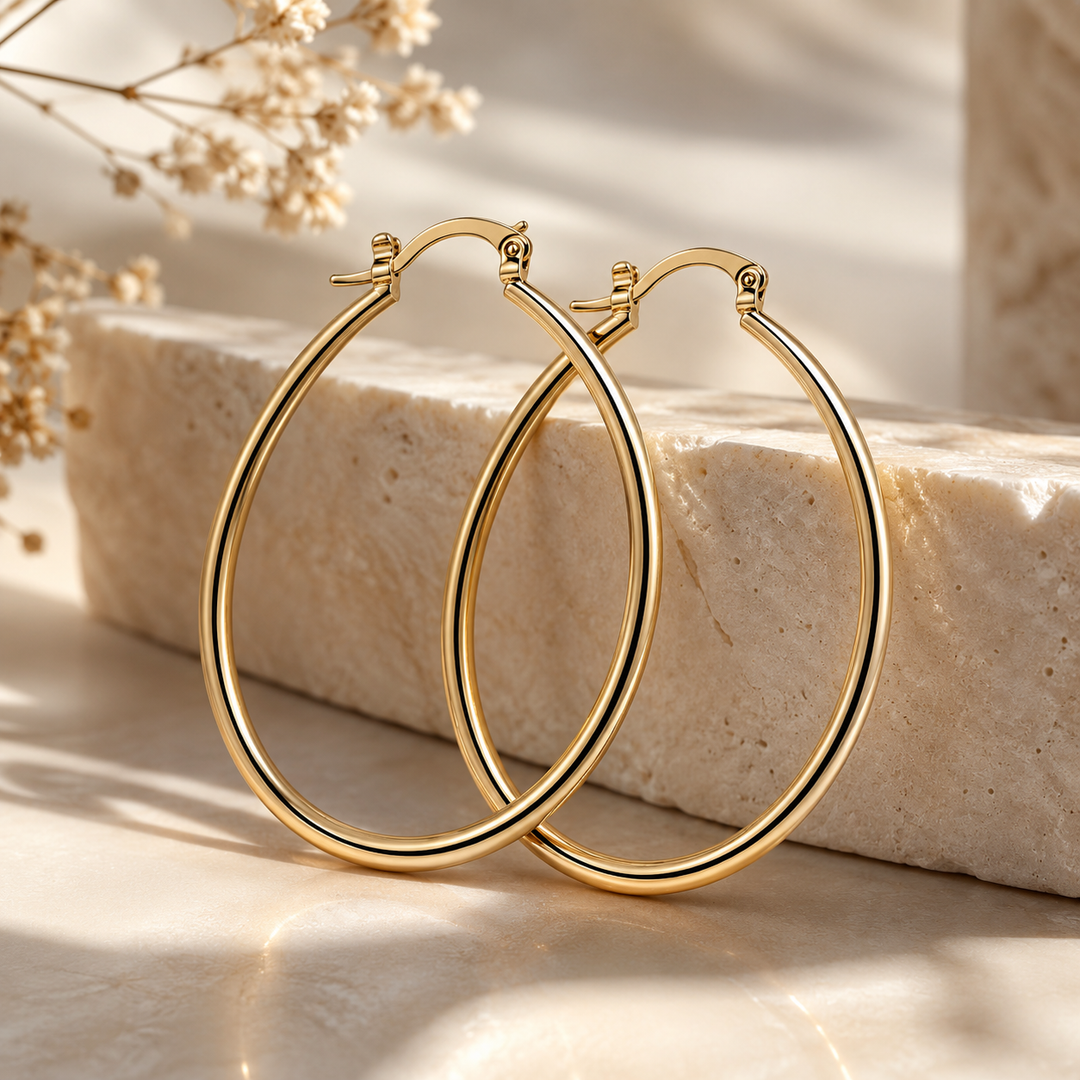 Luna Luxe Oval Hoop Earrings – Gold & Silver Collection