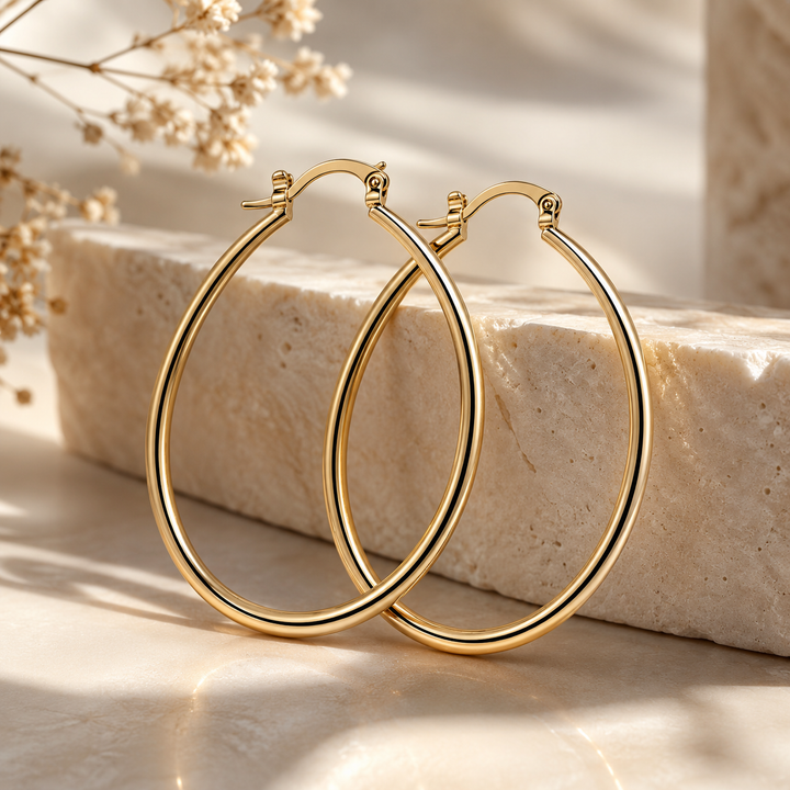 Luna Luxe Oval Hoop Earrings – Gold & Silver Collection