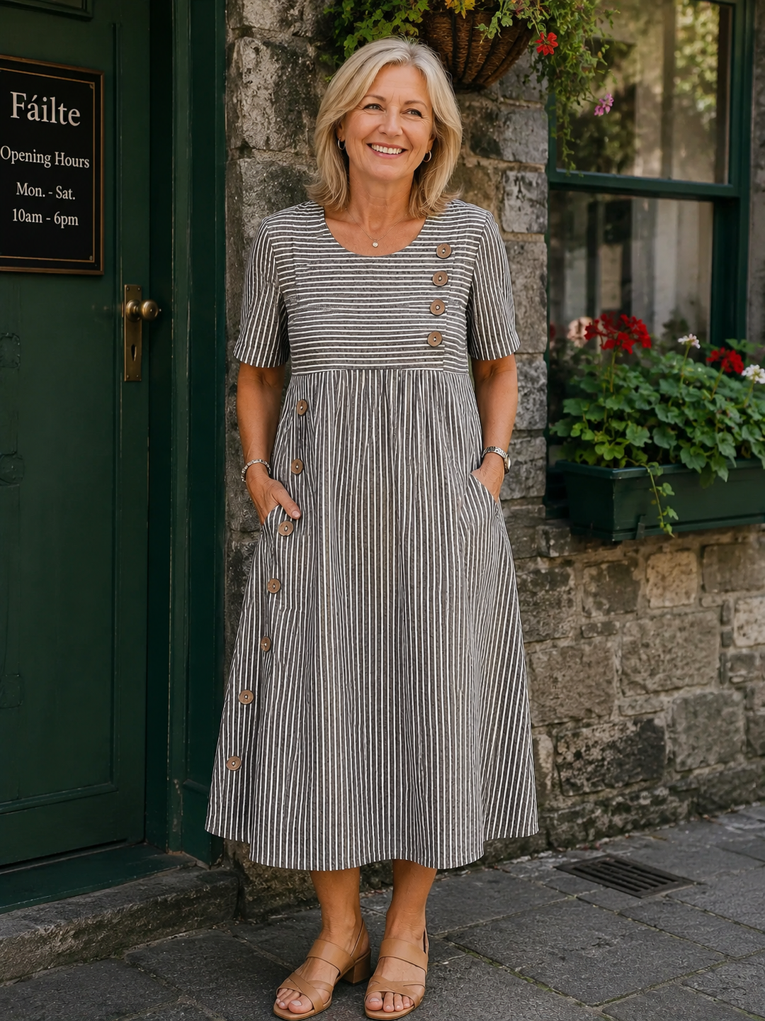 Marina - Elegant Striped Midi Dress
