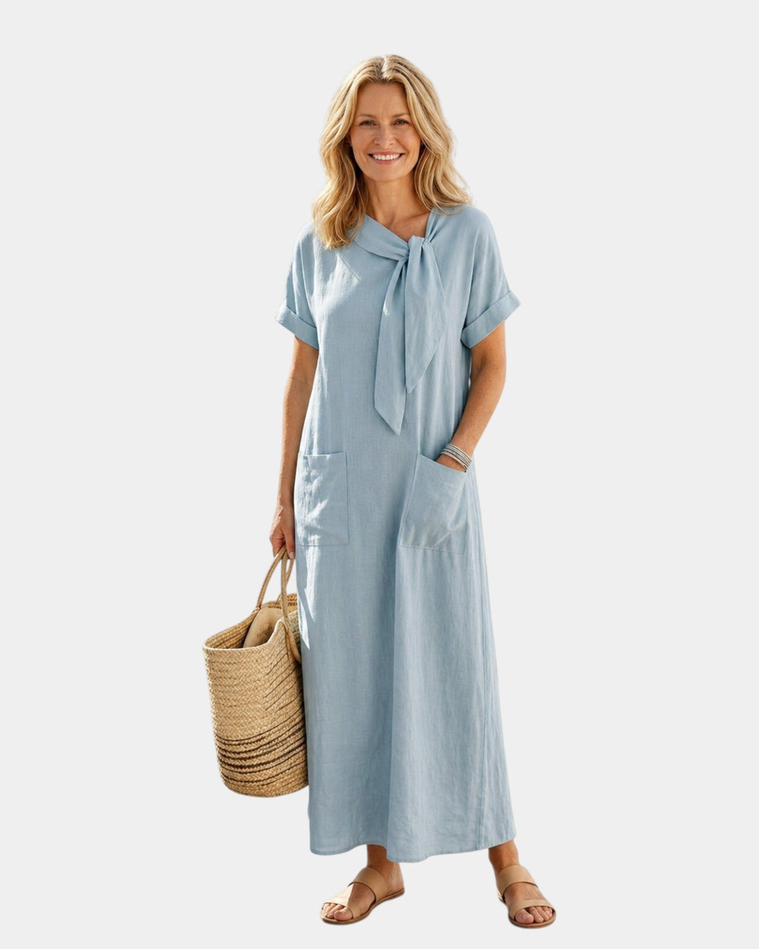 Abelle | Maxi Midi Dress with Knotted Neckline