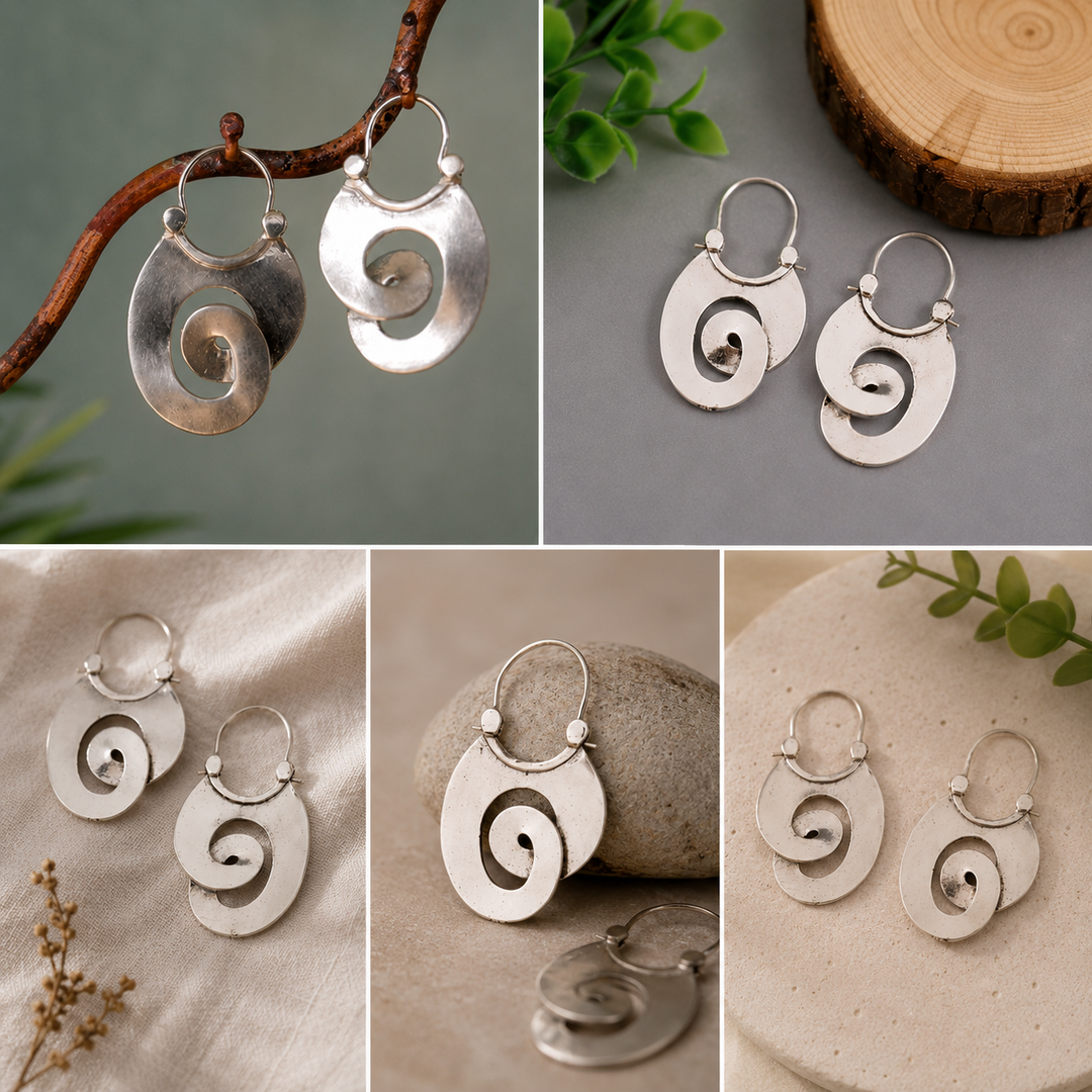 Retro Irregular Silver Earrings