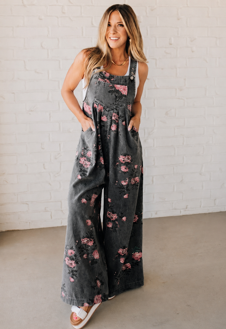 Marlene | Floral Print Denim Overalls