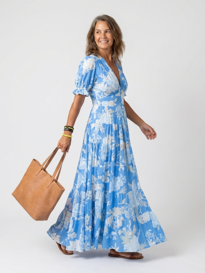 The Rosalie Floral V-Neck Floral Maxi Dress