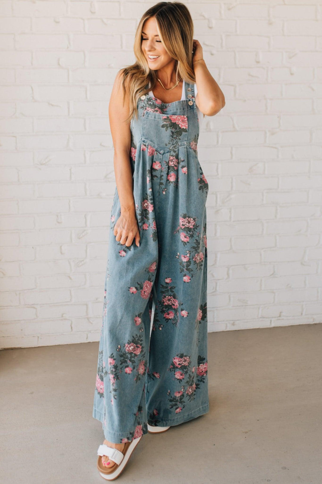 Marlene | Floral Print Denim Overalls