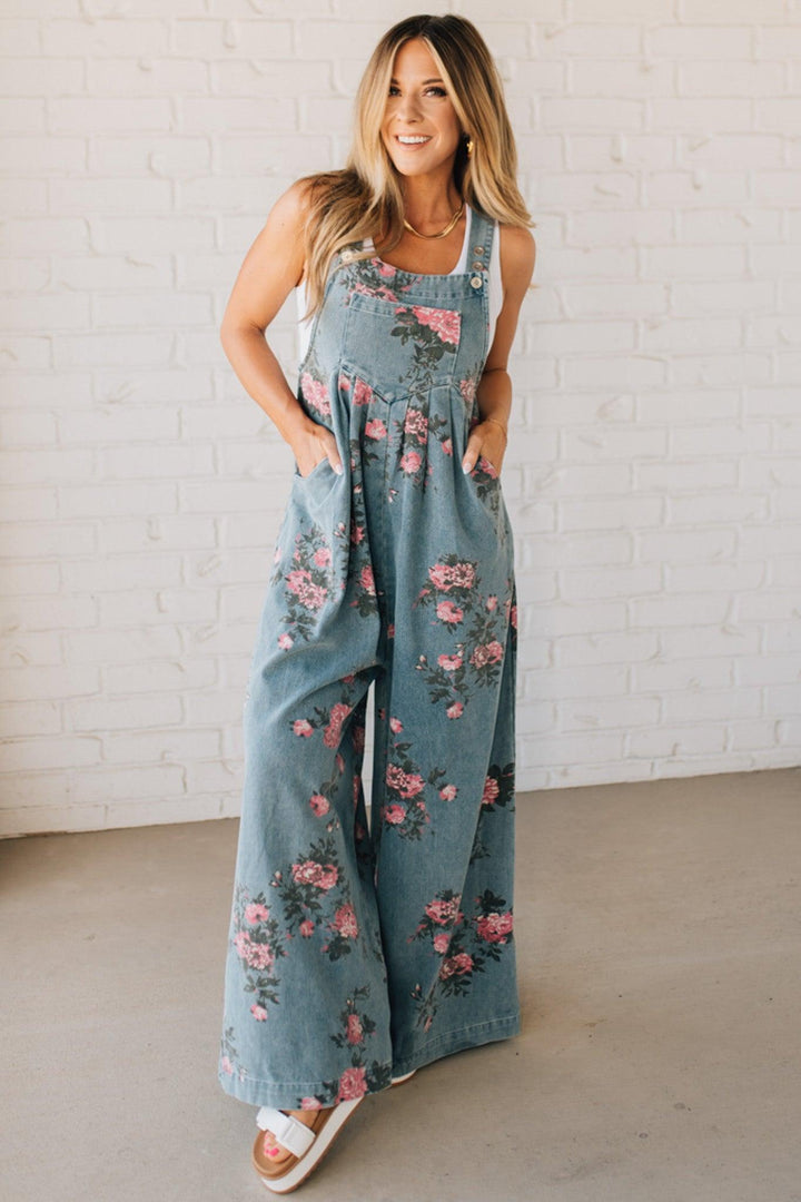 Marlene | Floral Print Denim Overalls