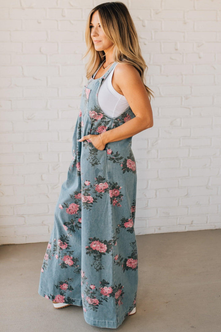 Marlene | Floral Print Denim Overalls