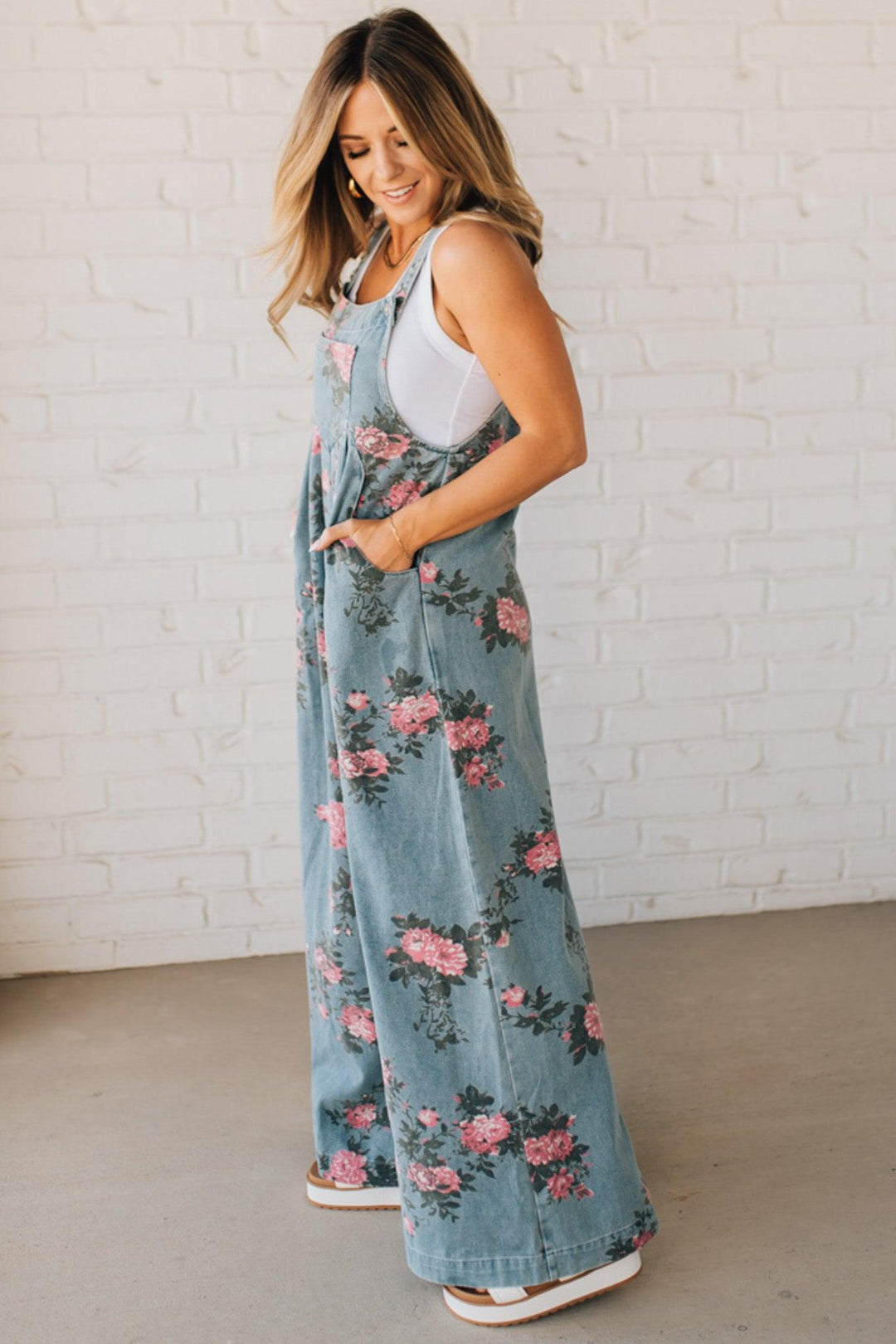 Marlene | Floral Print Denim Overalls