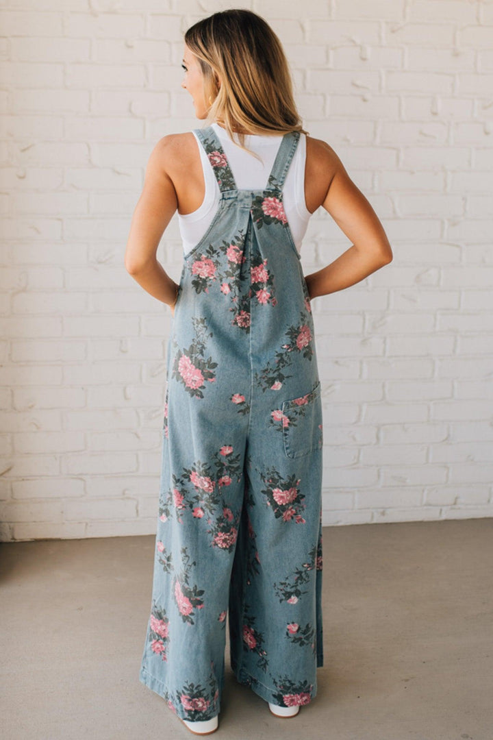 Marlene | Floral Print Denim Overalls