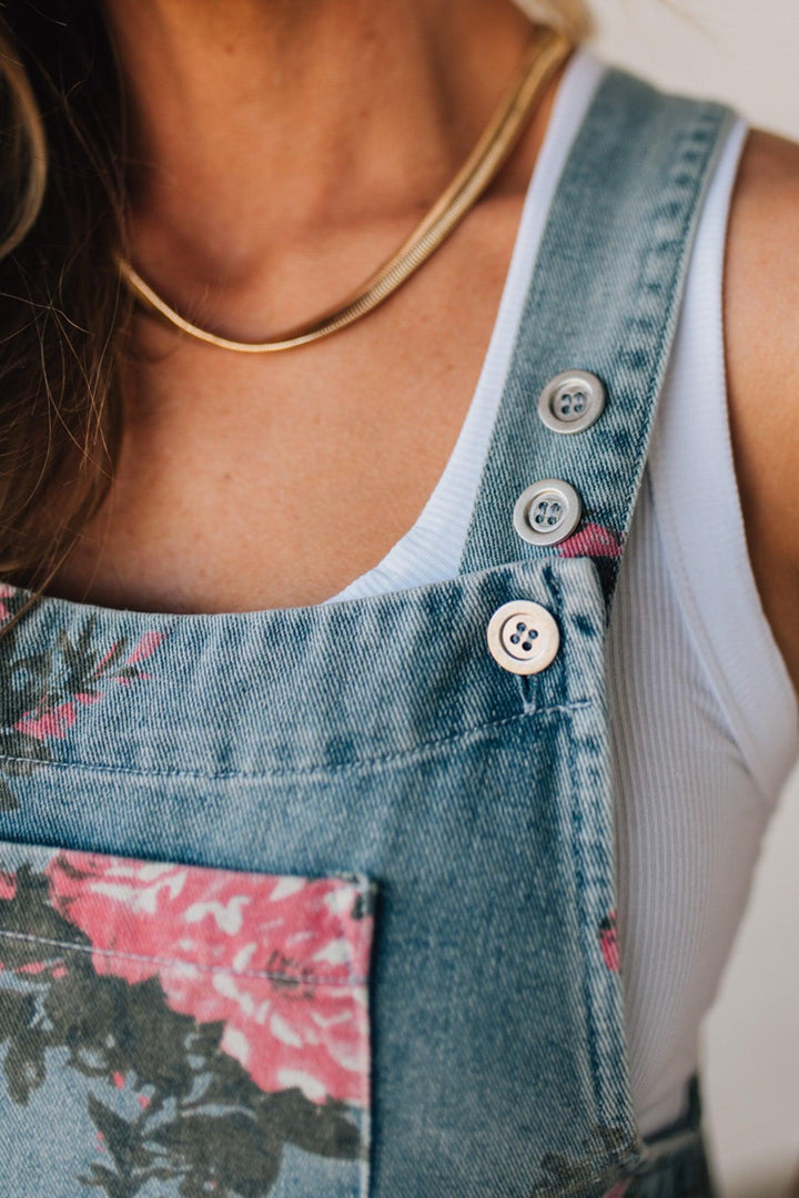 Marlene | Floral Print Denim Overalls