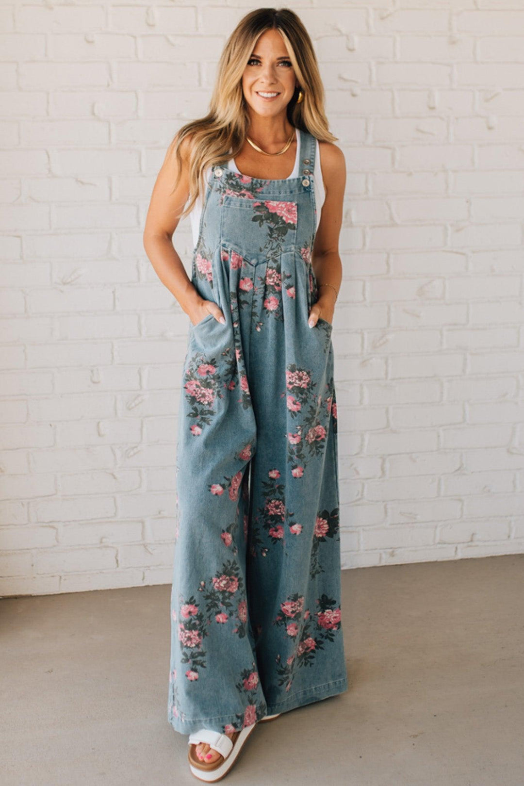 Marlene | Floral Print Denim Overalls