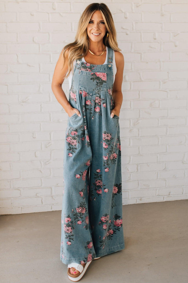 Marlene | Floral Print Denim Overalls
