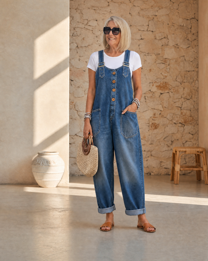 June - Vintage Soft Cotton Denim Jumpsuit
