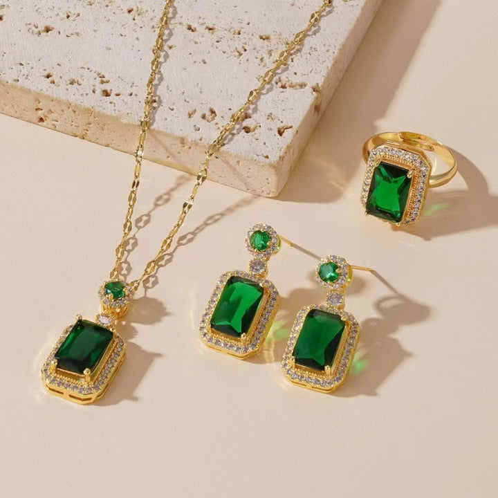 Emerald Elegance 4-Piece Jewelry Set