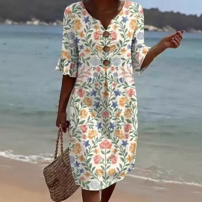 Coastal Bloom Midi Dress