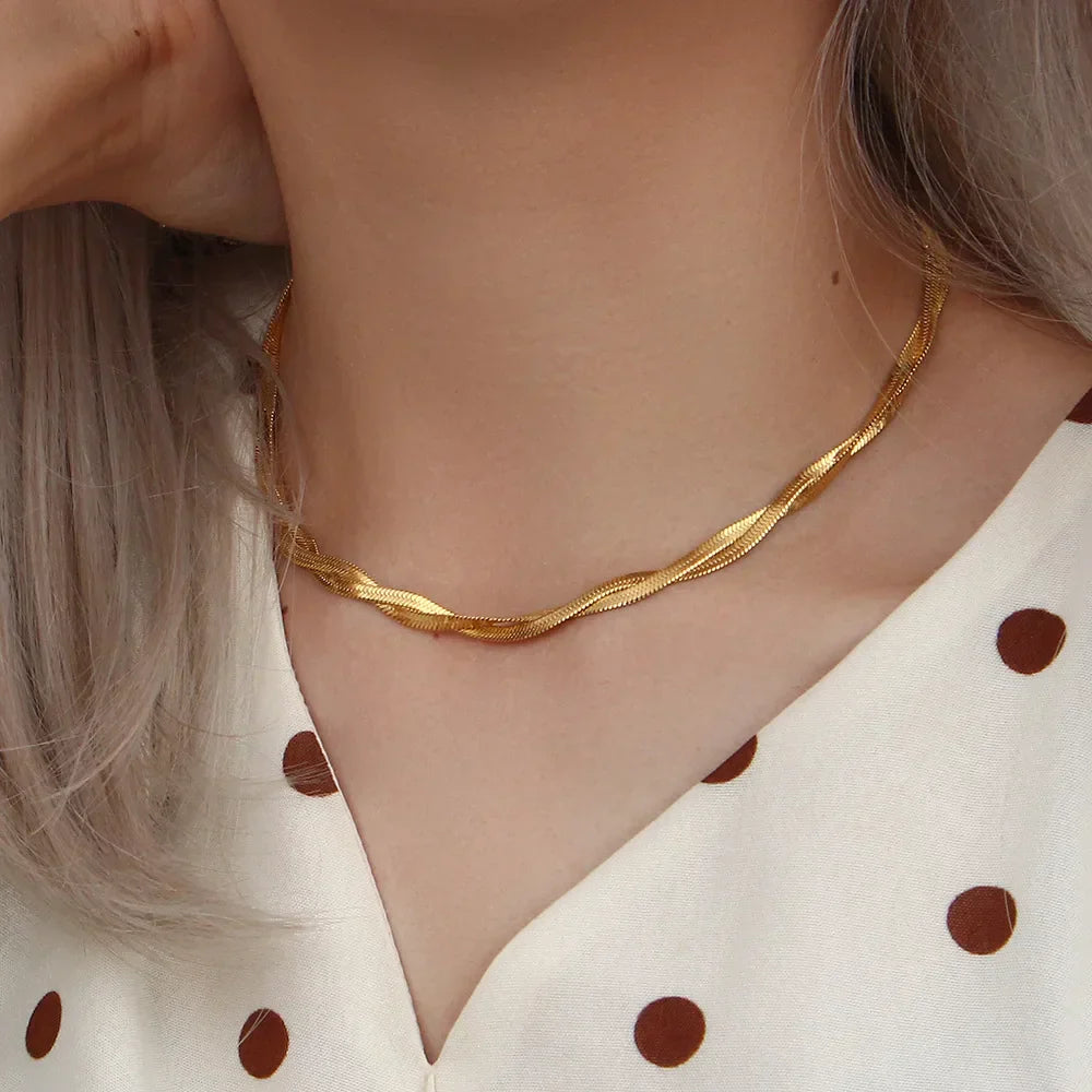 Classic Gold-Plated Necklace and Bracelet Set