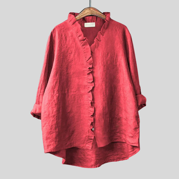 Sanela | Cotton & Linen Ruffle Shirt