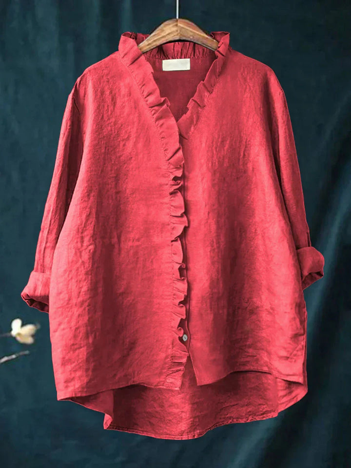 Sanela | Cotton & Linen Ruffle Shirt