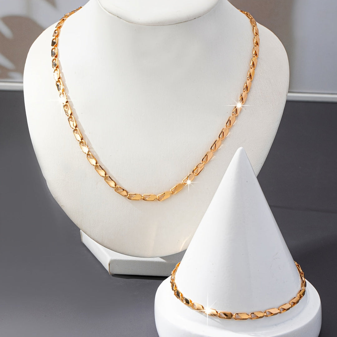Gold Necklace and Bracelet Duo