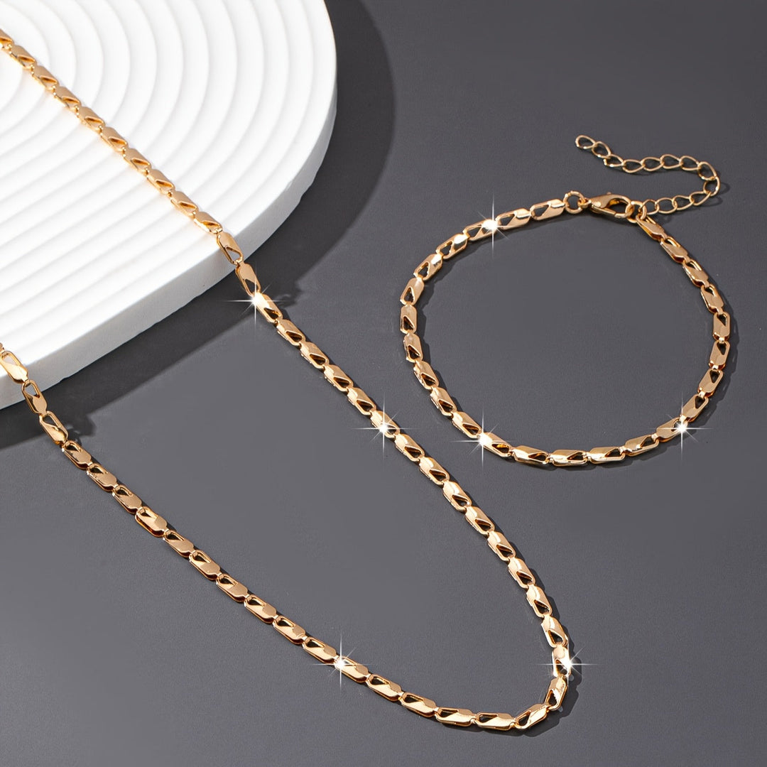 Gold Necklace and Bracelet Duo