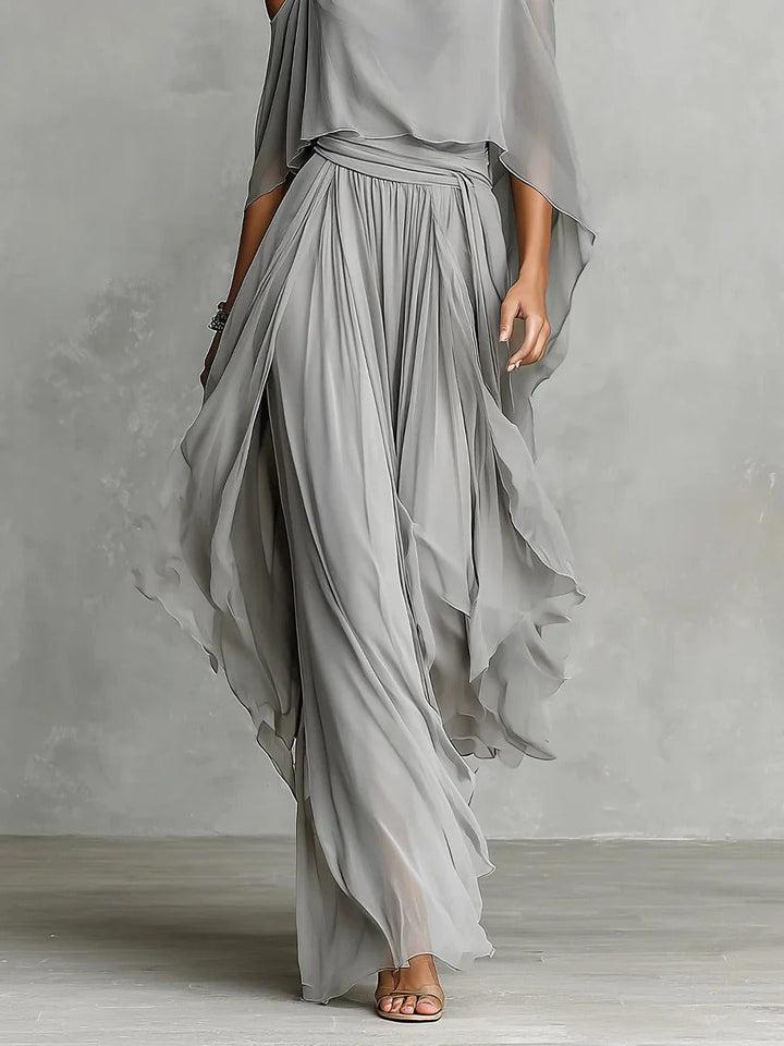Isabella | Grey Strap Top with Flowing Trouser Set