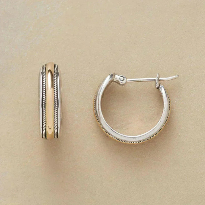Golden Harmony Two-Tone Hoop Earrings